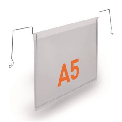 Logisztikai zseb, zsebdróttal, A5, fekvő, PP, DURABLE "HARD COVER", átlátszó