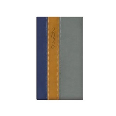 Zsebnaptár, álló elrendezésű, TOPTIMER, "Fashion", kék-okker-szürke