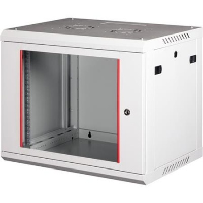 Rack szekrény, fali, 19", 9U, lapraszerelt, LANDE "PROlineB", szürke